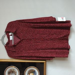 ELISABETH By Liz Claiborne Maroon 3/4 Sleeve Size 18 Collared Button Front